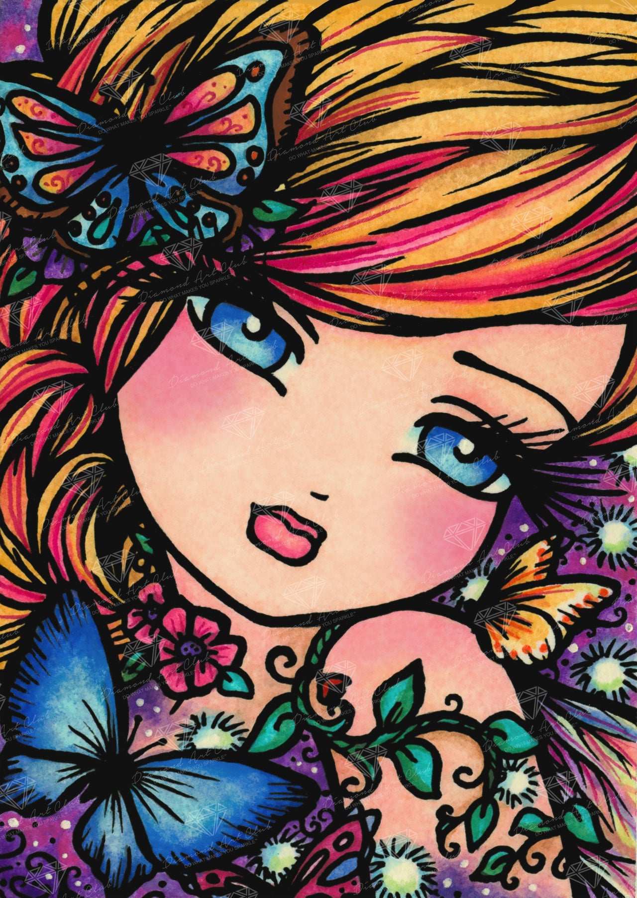 Diamond Painting April Fairy 18.5" x 26.0″ (47cm x 66cm) / Round With 33 Colors Including 2 ABs / 38,844
