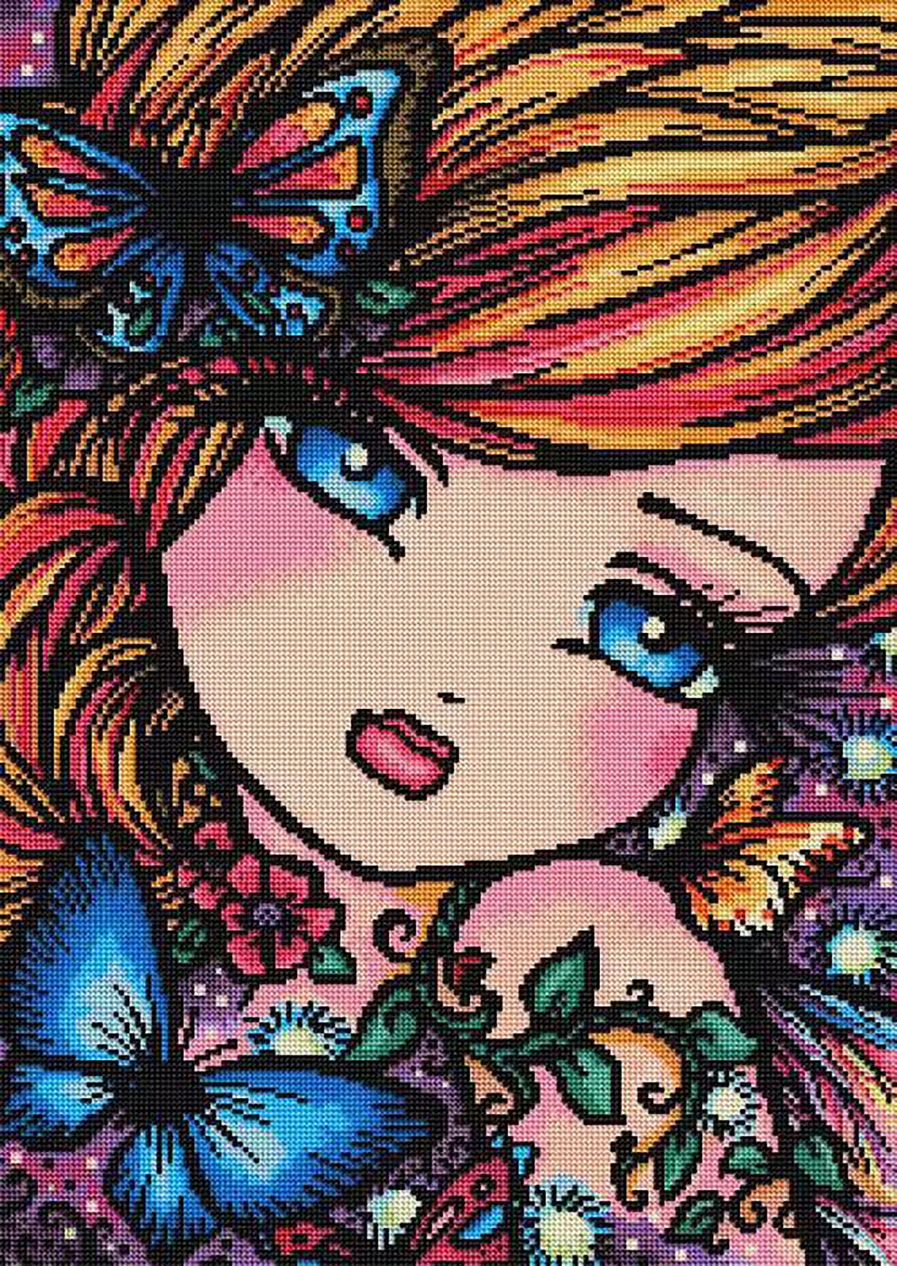 Diamond Painting April Fairy 18.5" x 26.0″ (47cm x 66cm) / Round With 33 Colors Including 2 ABs / 38,844