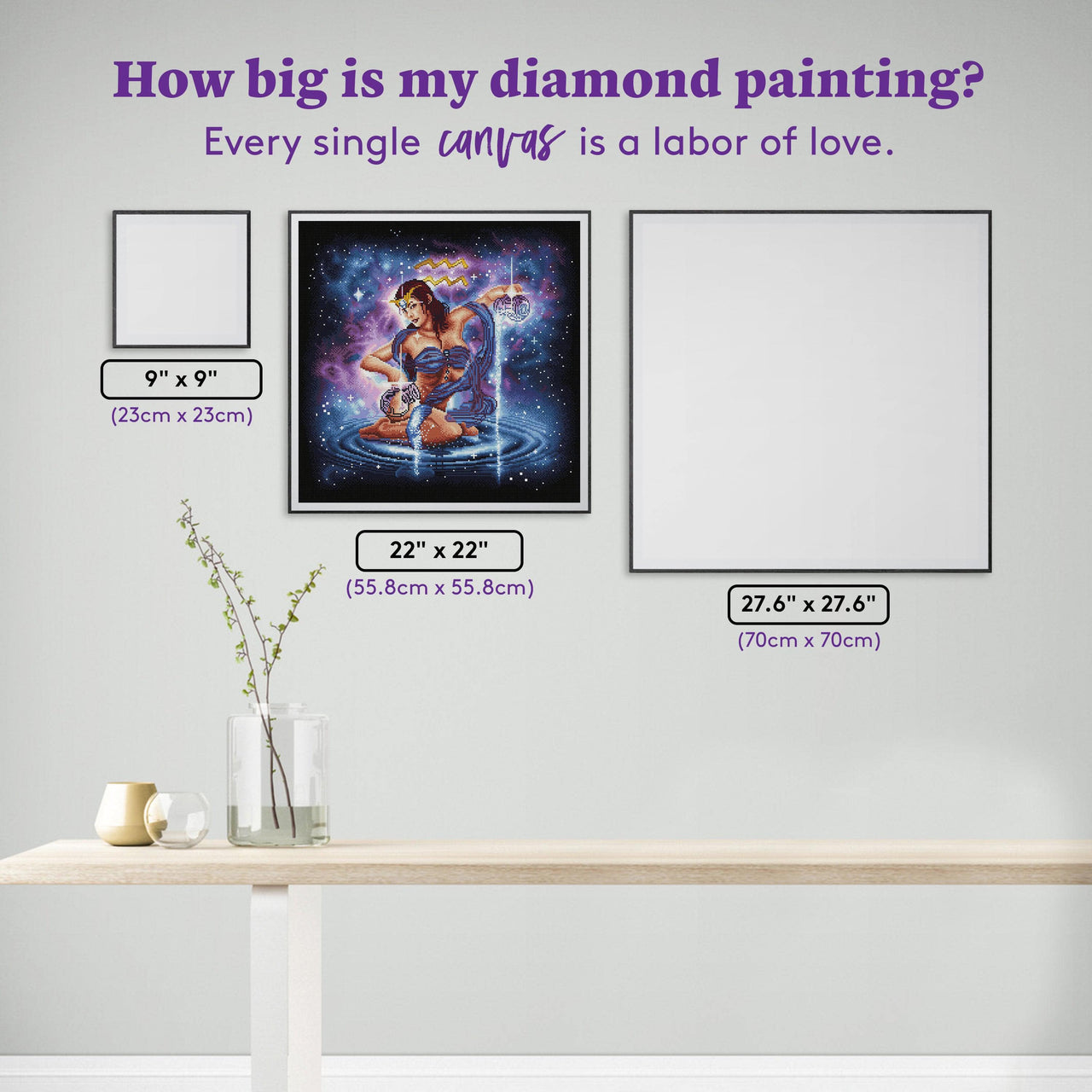 Diamond Painting Aquarius 22" x 22" (55.8cm x 55.8cm) / Square with 52 Colors including 3 ABs / 50,176
