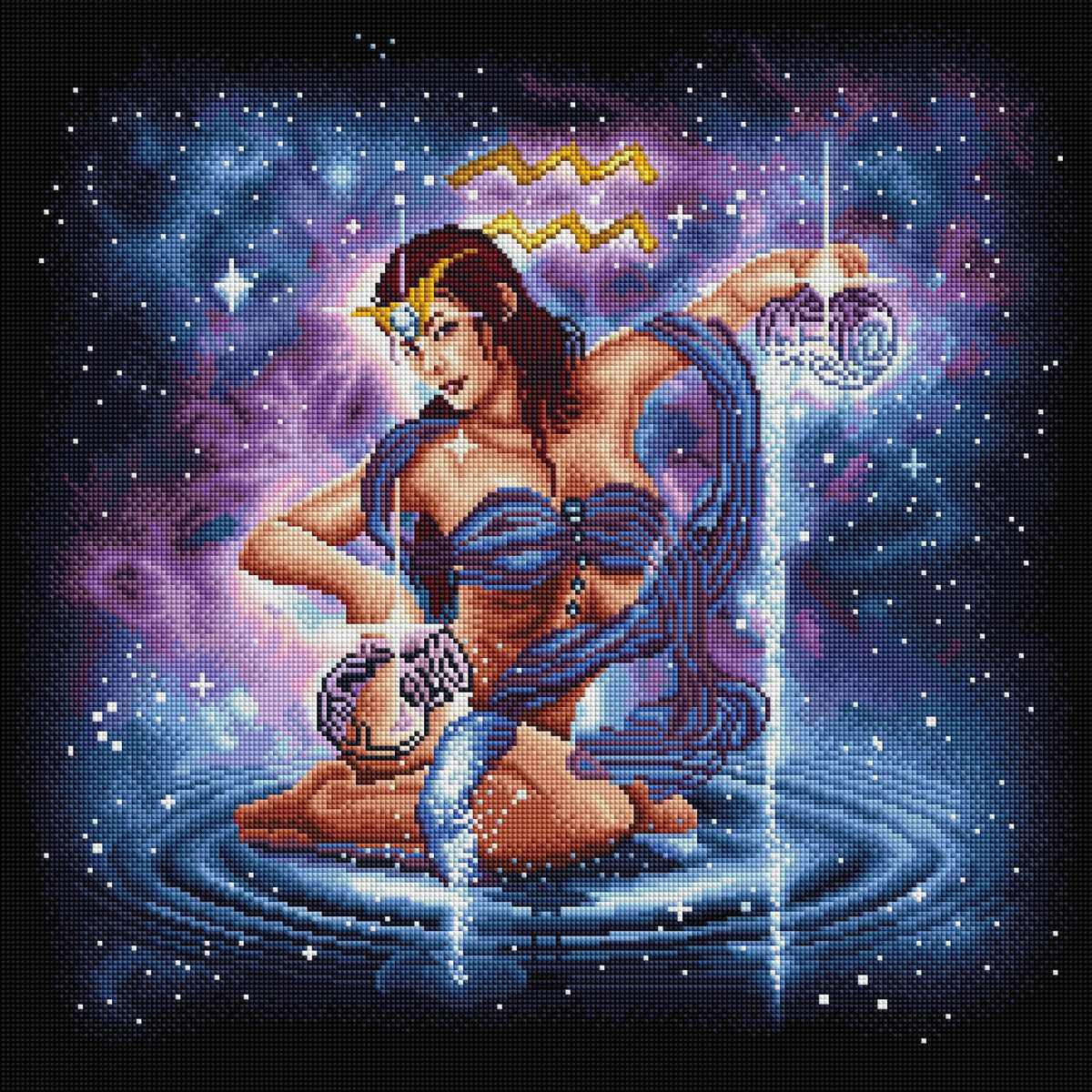Diamond Painting Aquarius 22" x 22" (55.8cm x 55.8cm) / Square with 52 Colors including 3 ABs / 50,176