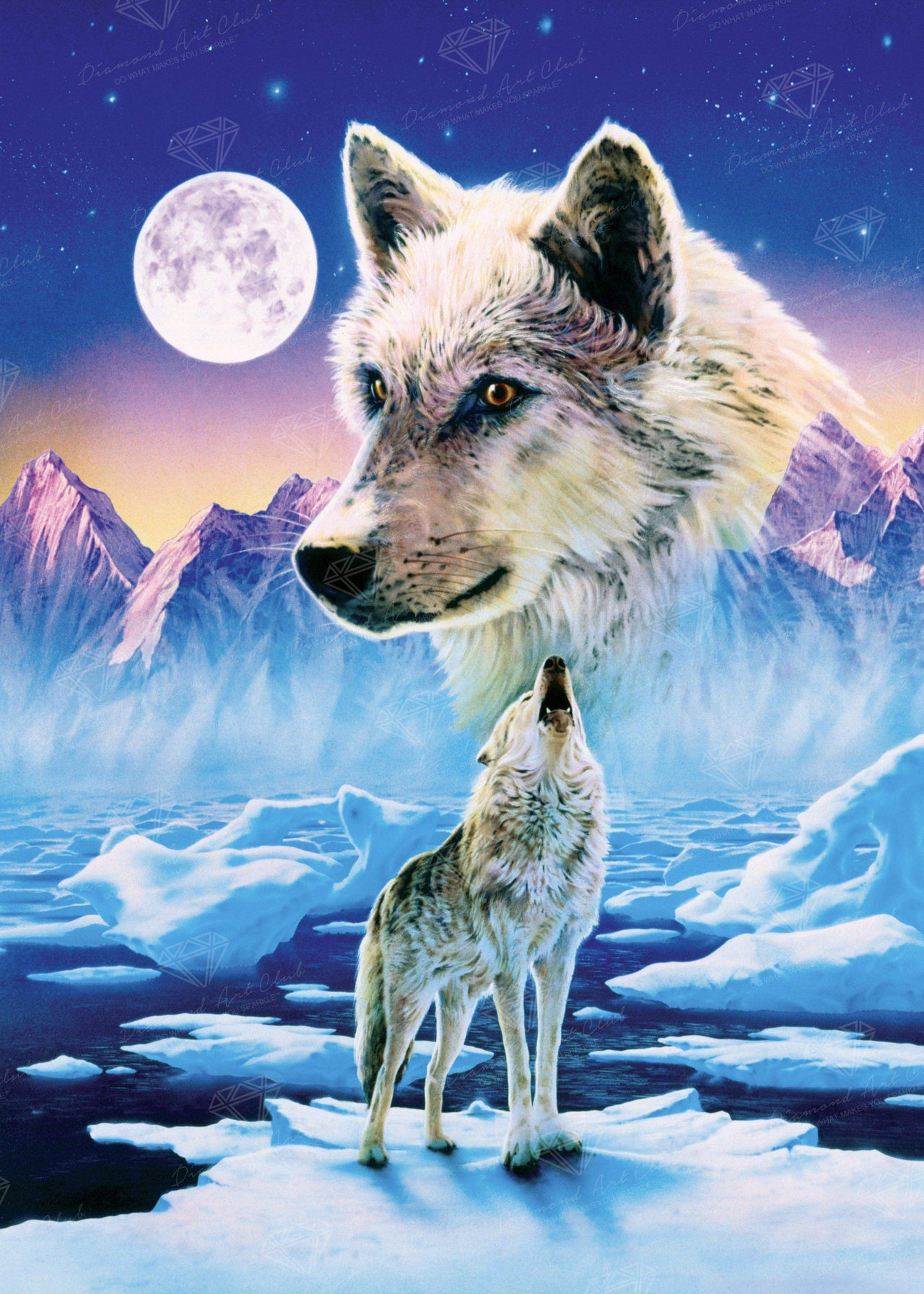 Diamond Painting Arctic Wolves 20" x 28″ (51cm x 71cm) / Round with 42 Colors including 2 ABs