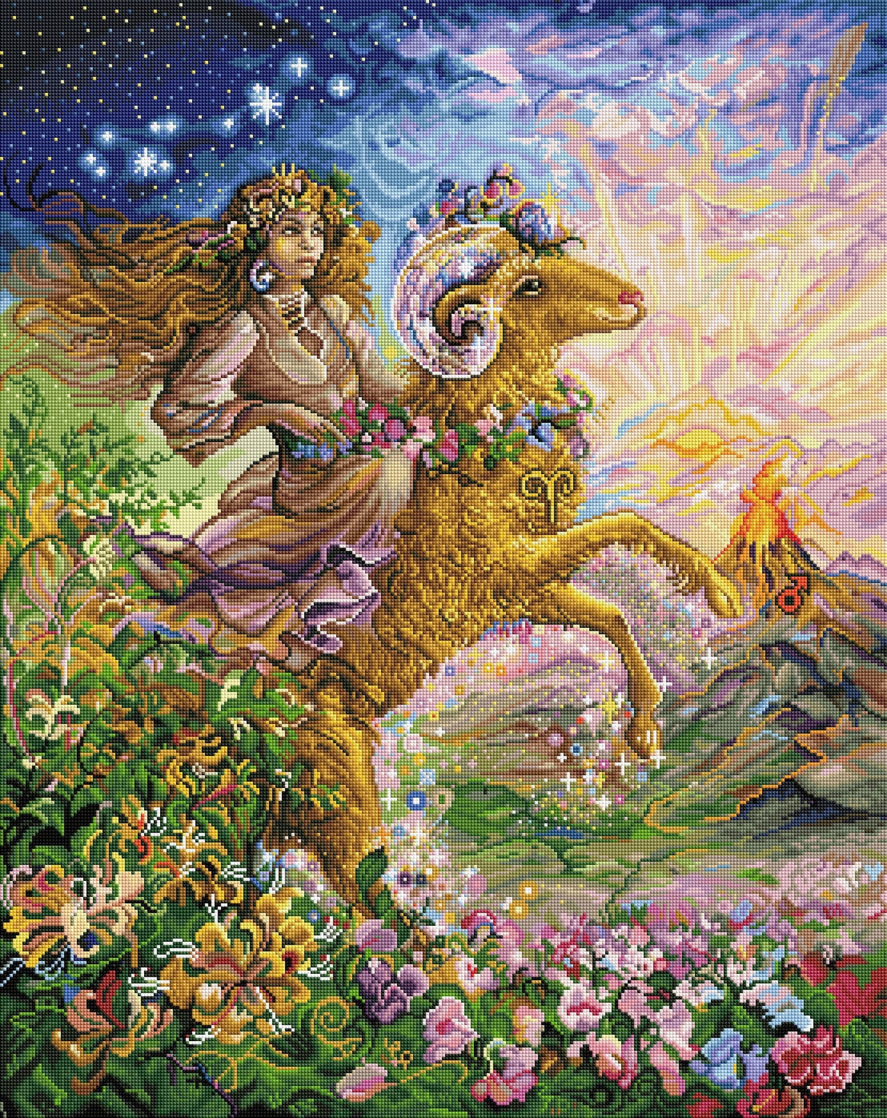 Diamond Painting Aries 27.6" x 34.7″ (70cm x 88cm) / Square with 63 Colors including 5 ABs / 96,673