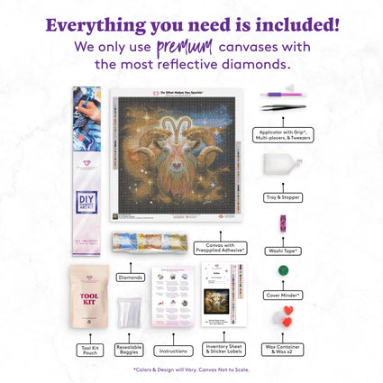 Diamond Painting Aries 22" x 22" (55.8cm x 55.8cm) / Square with 52 Colors including 3 ABs / 50,176