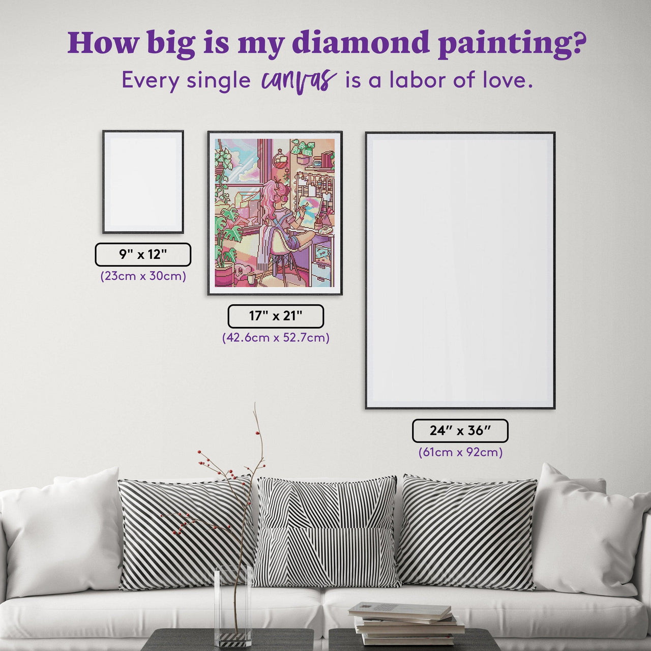 Diamond Painting Artist Room 17" x 21" (42.6cm x 52.7cm) / Round With 46 Colors Including 3 ABs / 28,576
