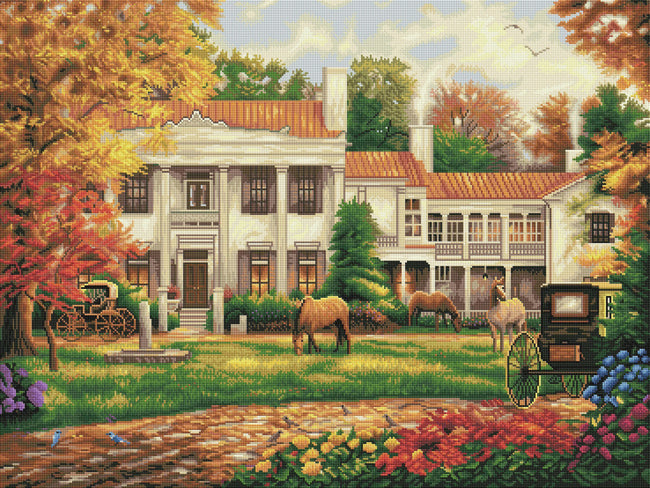 Diamond Painting Autumn Afternoon at Belle Meade 36.6" x 27.6" (93cm x 70cm) / Square With 57 Colors Including 3 ABs / 102,210