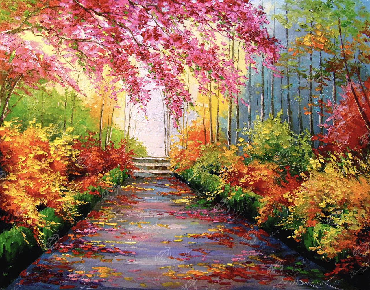 Diamond Painting Autumn Path 22" x 28″ (56cm x 71cm) / Round with 45 Colors including 2 ABs / 49,896