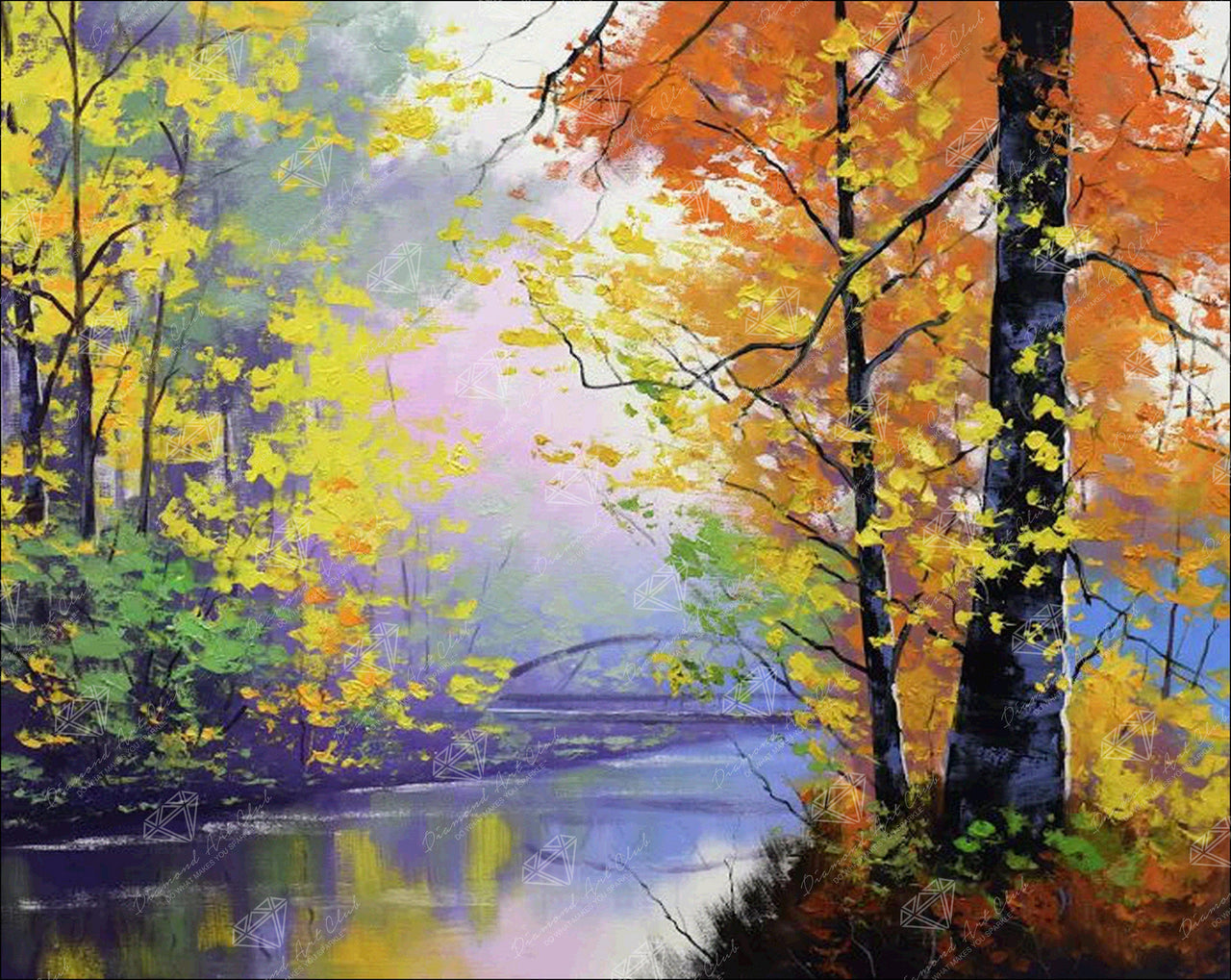 Diamond Painting Autumn Reflections 12.6" x 15.8" (32cm x 40cm) / Round With 33 Colors Including 1 AB / 16,046