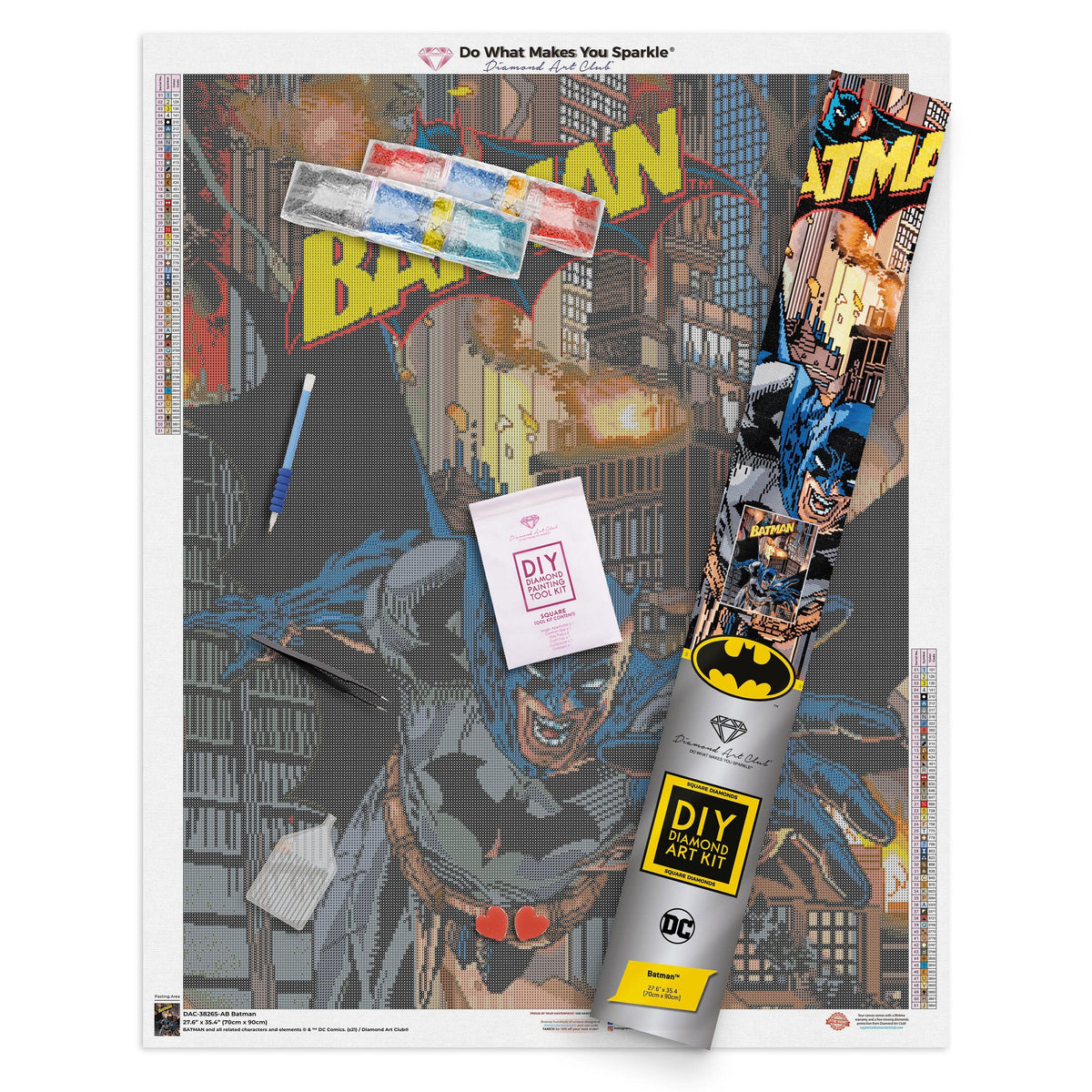 Diamond Painting Batman™ 27.6" x 35.4″ (70cm x 90cm) / Square with 51 Colors including 4 ABs / 98,889
