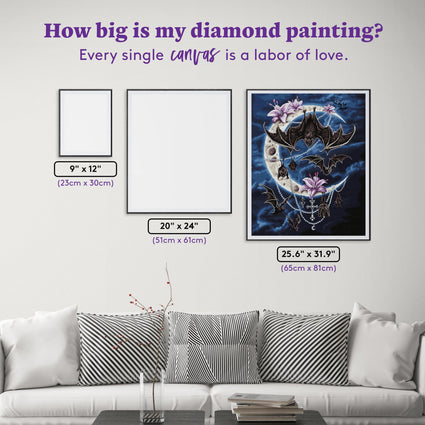Diamond Painting Bats´ Moon 25.6" x 31.9" (65cm x 81cm) / Square with 34 Colors including 3 ABs / 84,825
