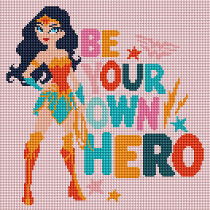 Diamond Painting Be Your Own Hero 13" x 13" (33cm x 33cm) / Square with 13 Colors including 2 ABs / 17,424