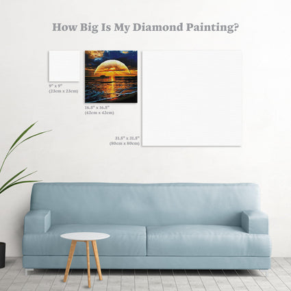 Diamond Painting Beach Sunset Square / 16.5″ x 16.5″ (42cm x 42cm) / 33 Colors