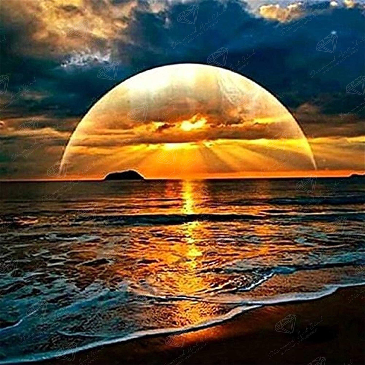 Diamond Painting Beach Sunset Square / 16.5″ x 16.5″ (42cm x 42cm) / 33 Colors