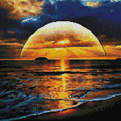 Diamond Painting Beach Sunset Square / 16.5″ x 16.5″ (42cm x 42cm) / 33 Colors