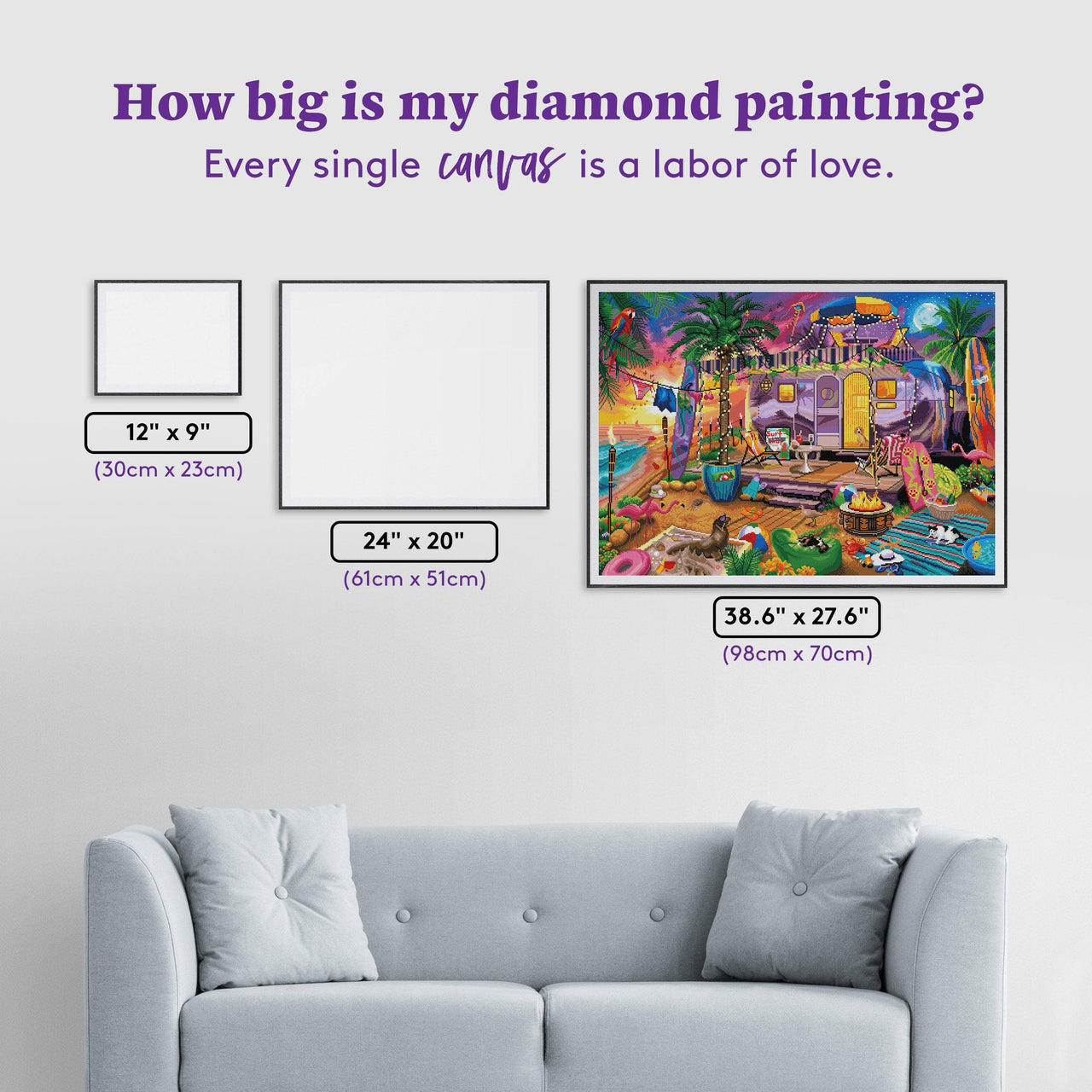 Diamond Painting Beach Vacation 38.6" x 27.6" (98cm x 70cm) / Square with 74 Colors including 3 ABs and 1 Special Diamonds / 109,757