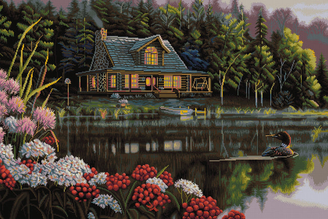 Diamond Painting Beside Still Waters 41.3" x 27.6" (105cm x 70cm) / Square With 44 Colors Including 4 ABs / 117,600