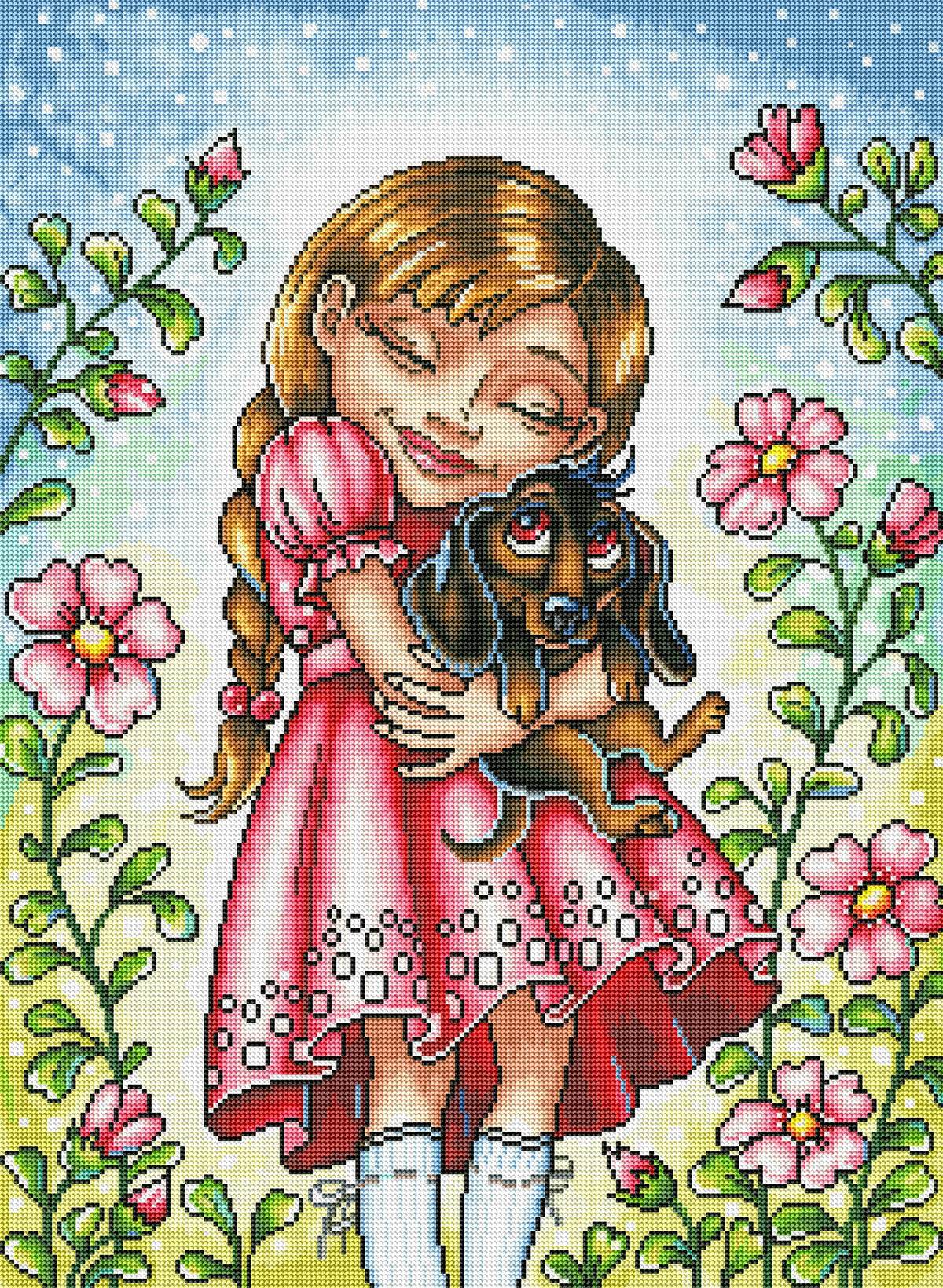Diamond Painting Best Friends 22" x 30″ (56cm x 76cm) / Round with 52 Colors including 2 ABs / 54,127