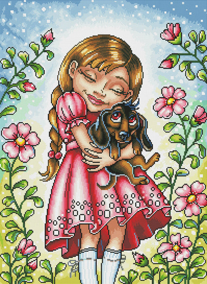 Diamond Painting Best Friends 22" x 30″ (56cm x 76cm) / Round with 52 Colors including 2 ABs / 54,127