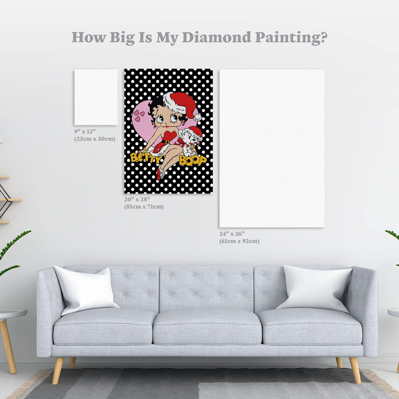 Diamond Painting Betty Boop and Pudgy 20" x 28″ (51cm x 71cm) / Square with 8 Colors including 1 AB / 22,180
