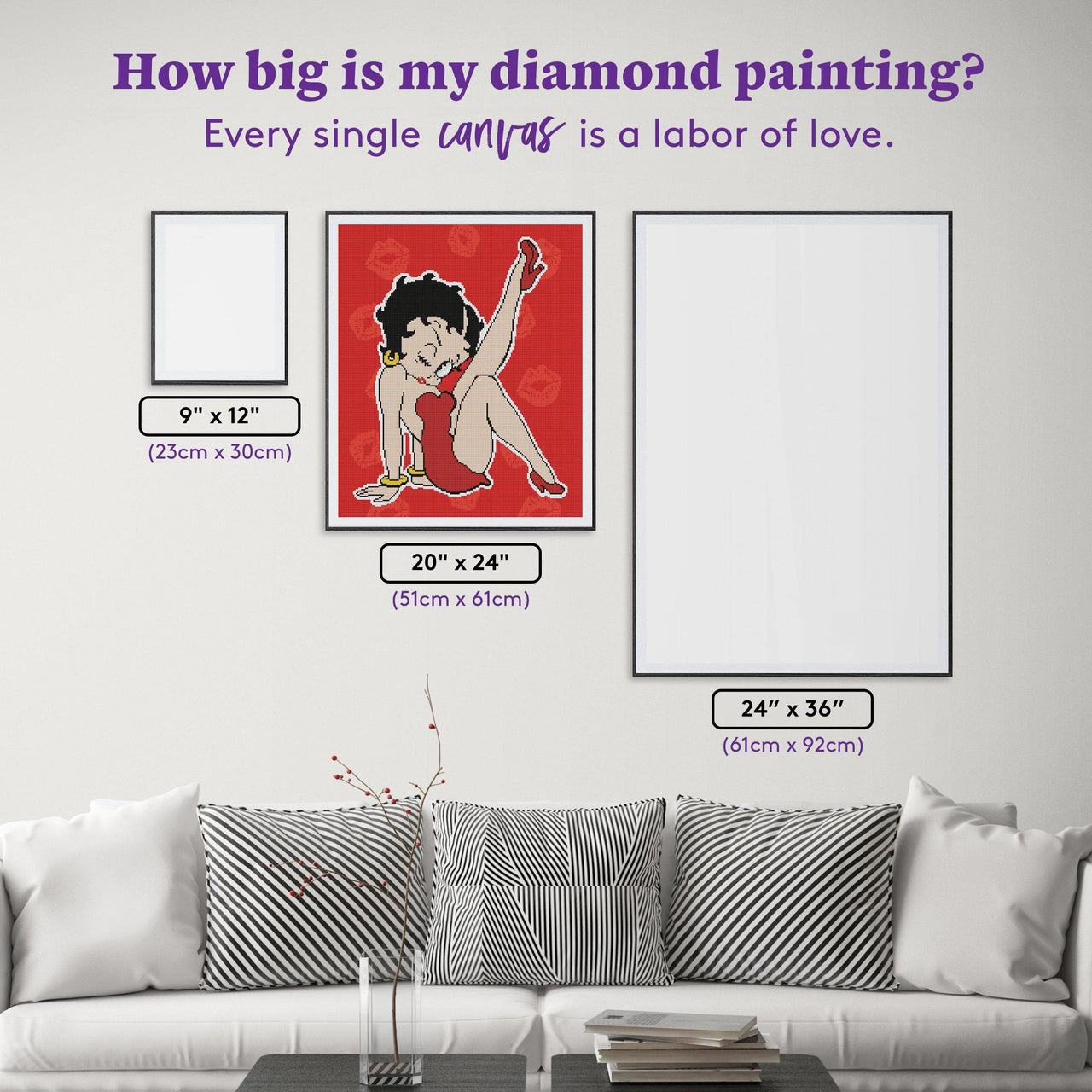 Diamond Painting Betty Boop Pose 20" x 24″ (51cm x 61cm) / Round with 8 Colors including 2 ABs / 39,277