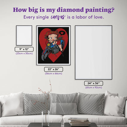 Diamond Painting Betty Boop Rider Chick 22" x 26″ (56cm x 66cm) / Square with 13 Colors including 2 ABs / 57,681