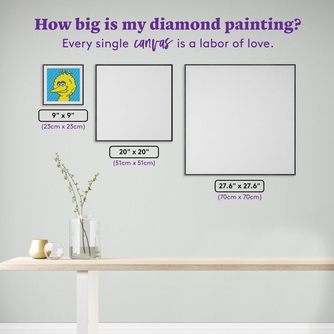 Diamond Painting Big Bird™ Portrait 9" x 9" (23cm x 23cm) / Round with 6 Colors including 1 AB / 6,561