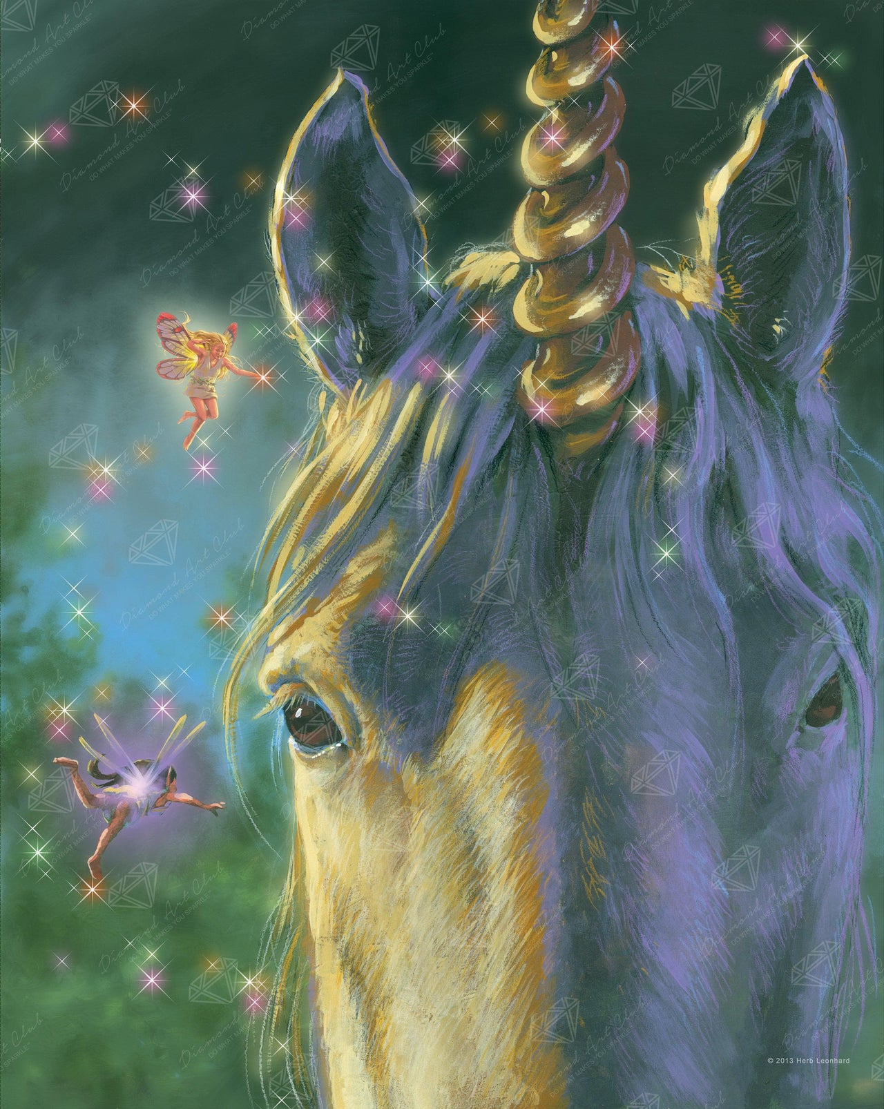 Diamond Painting Big Unicorn & Little Fairies 20" x 25" (50.8cm x 63.7cm) / Square with 51 Colors including 3 ABs / 52,224