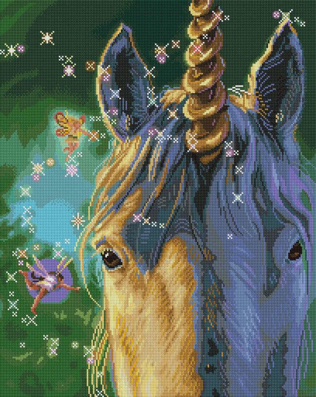 Diamond Painting Big Unicorn & Little Fairies 20" x 25" (50.8cm x 63.7cm) / Square with 51 Colors including 3 ABs / 52,224