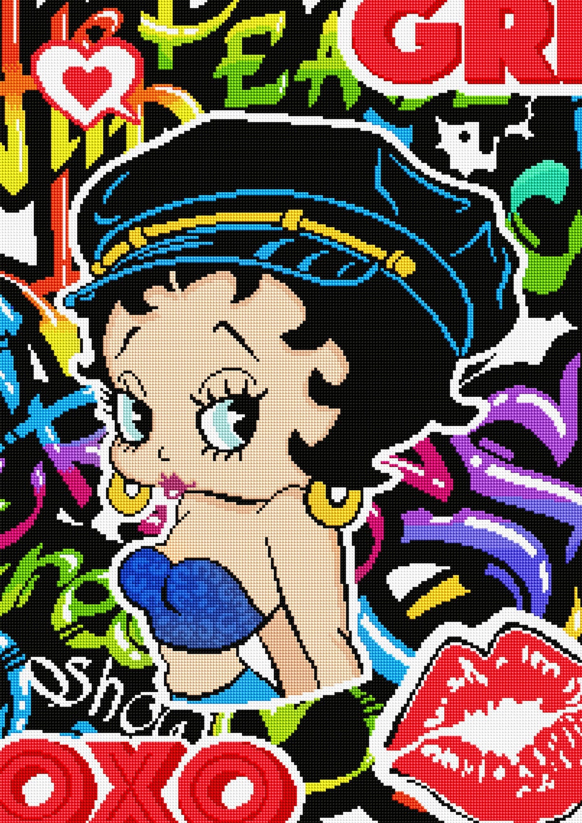 Diamond Painting Biker Betty 20" x 28″ (51cm x 71cm) / Square with 23 Colors including 2 ABs