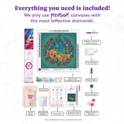 Diamond Painting Blue Christmas 17" x 17" (42.6cm x 42.6cm) / Round with 43 Colors including 4 ABs / 23,104