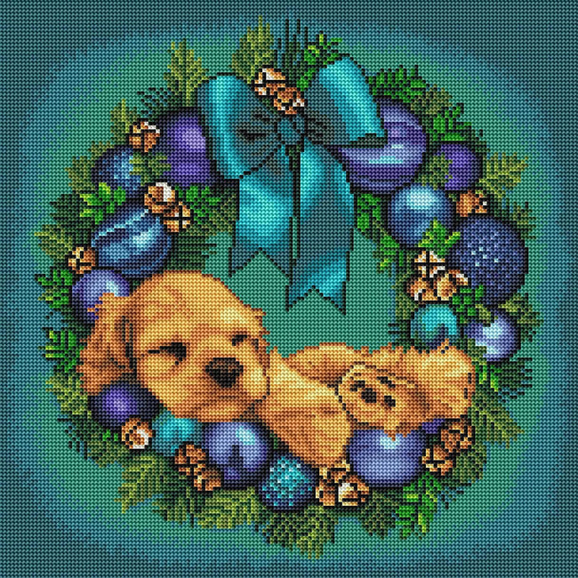 Diamond Painting Blue Christmas 17" x 17" (42.6cm x 42.6cm) / Round with 43 Colors including 4 ABs / 23,104