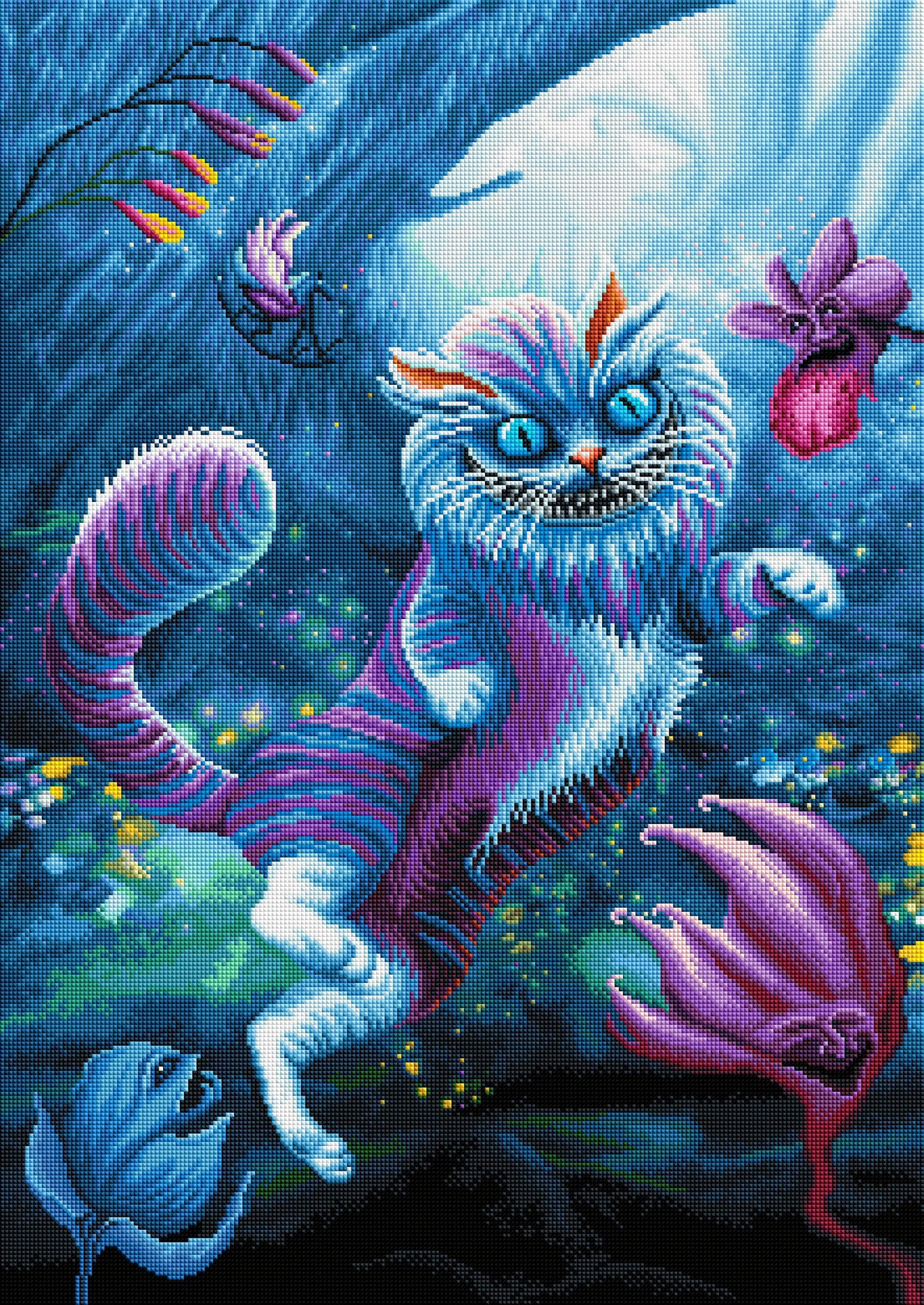 Diamond Painting Blue Eyed Cheshire Cat 22" x 31" (56cm x 79cm) / Square with 60 Colors including 4 ABs / 68,952