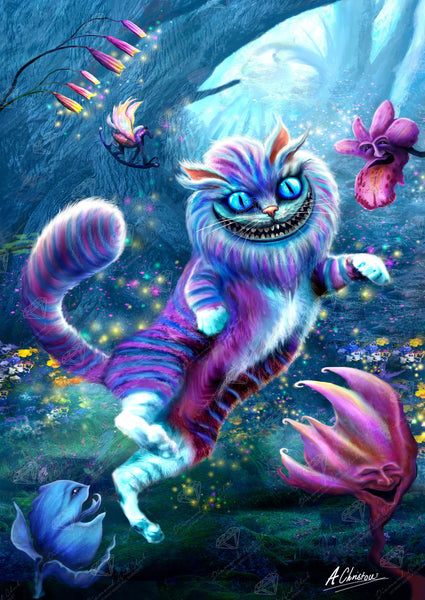 Diamond Painting Blue Eyed Cheshire Cat 22" x 31" (56cm x 79cm) / Square with 60 Colors including 4 ABs / 68,952