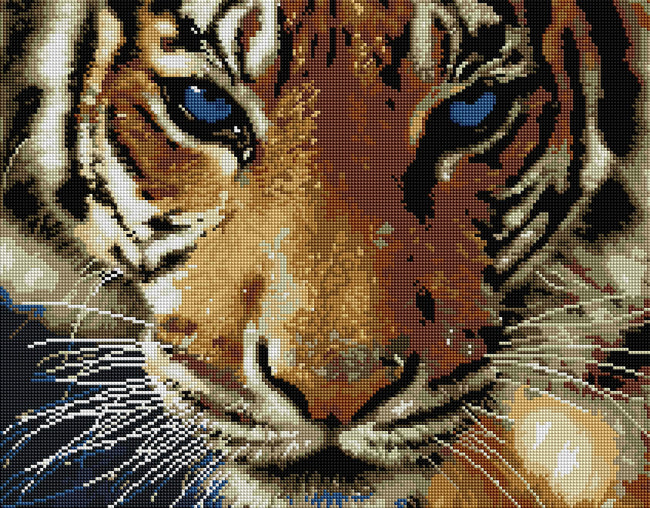 Diamond Painting Blue Eyed Tiger 16.9" x 21.3" (43cm x 54cm) / Square With 20 Colors