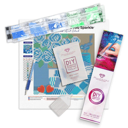 Diamond Painting Blue Summer Wren Round With 9 Colors Including 1 AB / 6.7″ x 6.7″ (17cm x 17cm) / 3,600