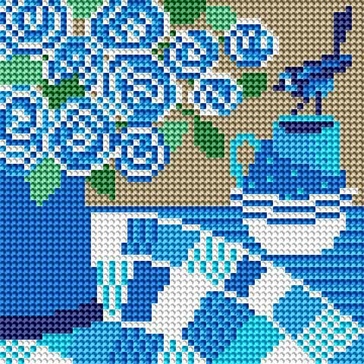 Diamond Painting Blue Summer Wren Round With 9 Colors Including 1 AB / 6.7″ x 6.7″ (17cm x 17cm) / 3,600