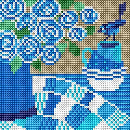 Diamond Painting Blue Summer Wren Round With 9 Colors Including 1 AB / 6.7″ x 6.7″ (17cm x 17cm) / 3,600