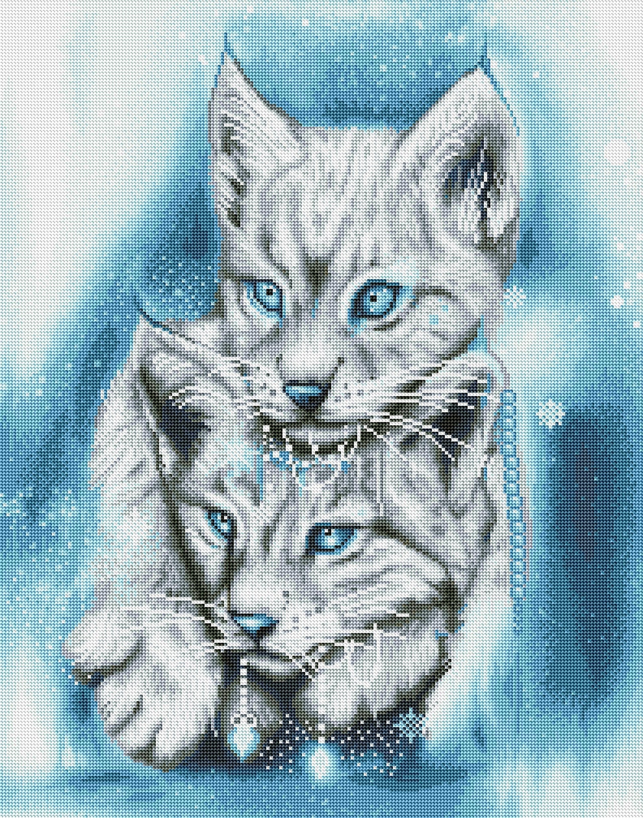 Diamond Painting Blue Winter Lynx 22" x 28″ (56cm x 71cm) / Round with 25 Colors including 1 AB / 49,896