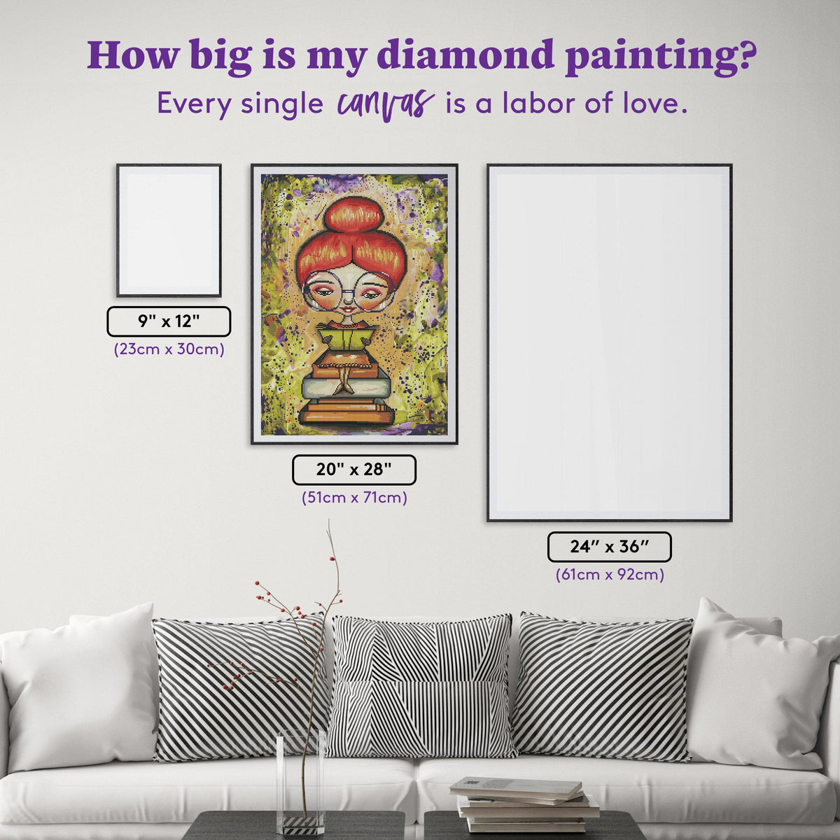 Diamond Painting Bookworm Girl 20" x 28″ (51cm x 71cm) / Round with 54 Colors including 2 ABs / 45,793