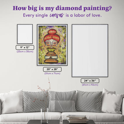 Diamond Painting Bookworm Girl 20" x 28″ (51cm x 71cm) / Round with 54 Colors including 2 ABs / 45,793