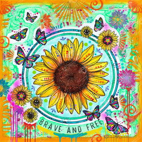 Diamond Painting Brave and Free 22" x 22" (56cm x 56cm) / Square With 37 Colors Including 8 ABs / 48,841