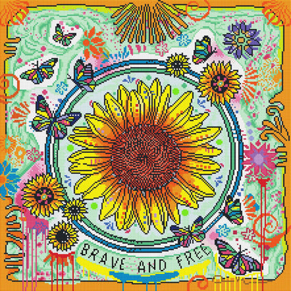 Diamond Painting Brave and Free 22" x 22" (56cm x 56cm) / Square With 37 Colors Including 8 ABs / 48,841