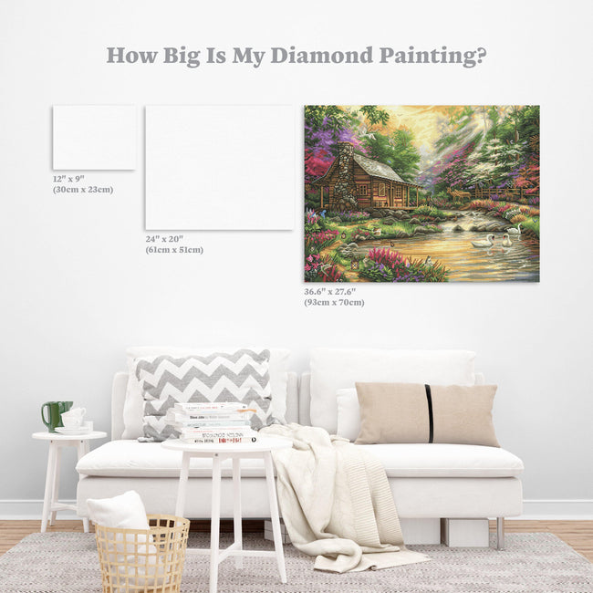 Diamond Painting Brookside Retreat 36.6" x 27.6″ (93cm x 70cm) / Square with 55 Colors including 2 ABs / 102,210