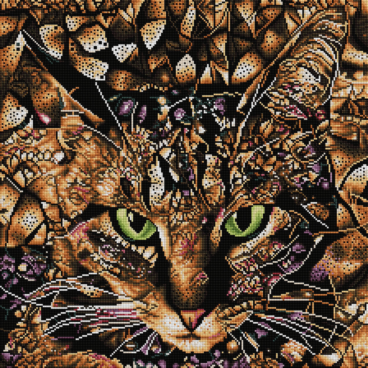 Diamond Painting Bud the Tabby Cat 22" x 22" (55.8cm x 55.8cm) / Square with 21 Colors including 2 ABs / 50,176