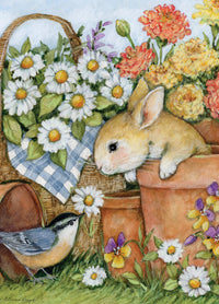 Diamond Painting Bunny In Flower Pot 20" x 28" (51cm x 71cm) / Square with 54 Colors including 4 ABs / 57,936