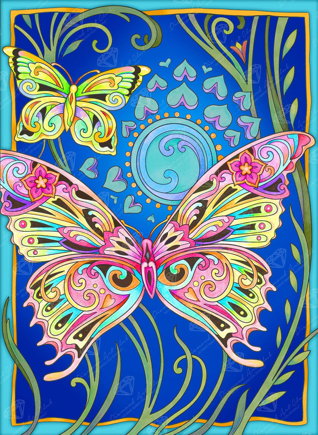 Diamond Painting Butterflies 22" x 30″ (56cm x 76cm) / Round with 34 Colors including 2 ABs / 54,126