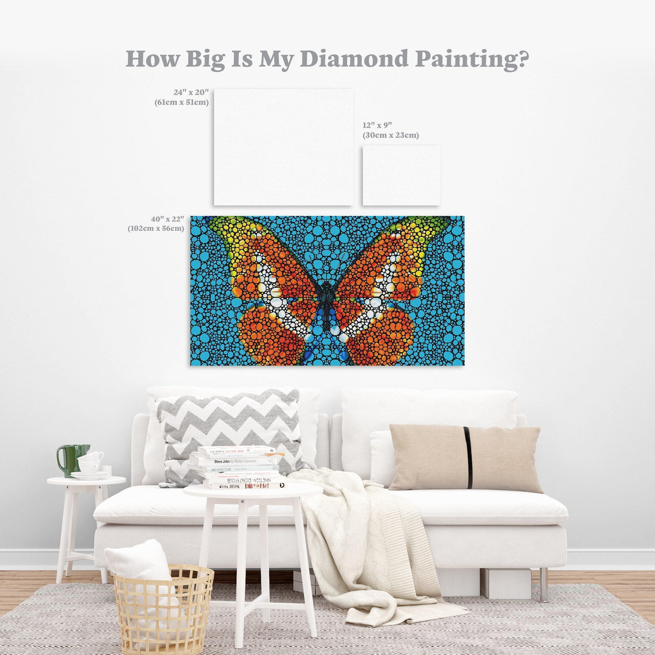 Diamond Painting Butterfly 40" x 22″ (102cm x 56cm) / Square with 32 Colors including 3 ABs / 89,275