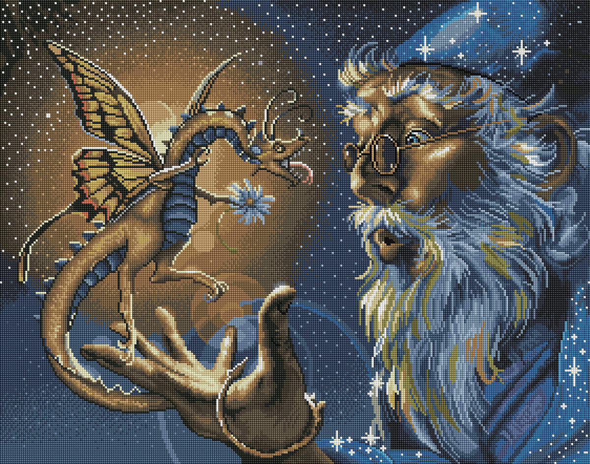 Diamond Painting Butterfly Dragon 28" x 22" (71cm x 56cm) / Square with 34 Colors including 4 ABs / 62,101