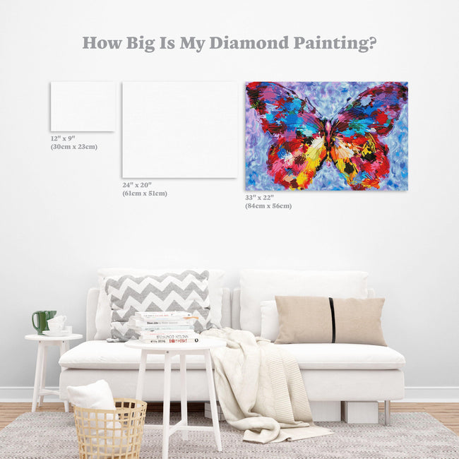 Diamond Painting Butterfly Of Paradise 33" x 22″ (84cm x 56cm) / Square with 55 Colors including 3 ABs