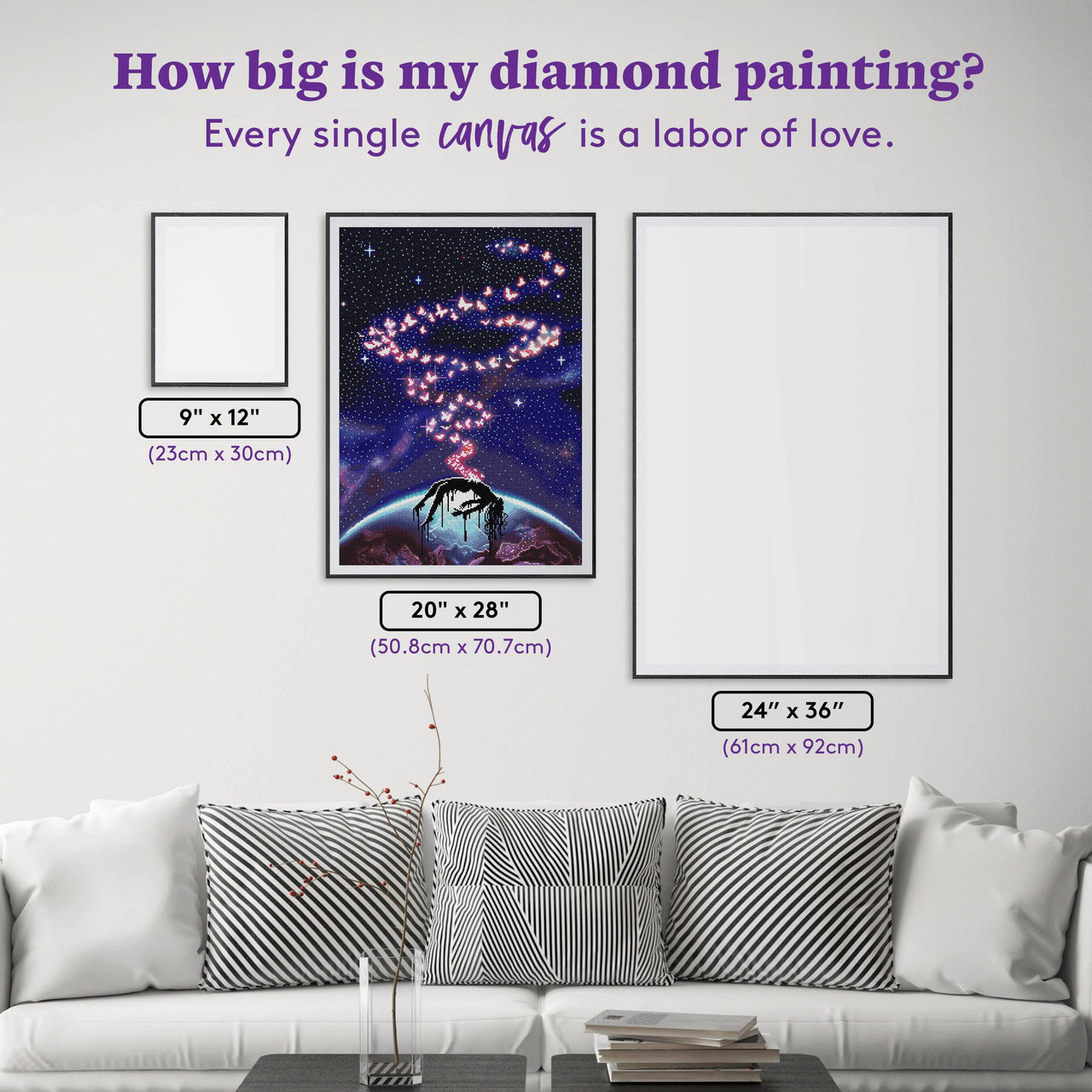 Diamond Painting Butterfly Sin 20" x 28" (50.8cm x 70.7cm) / Round With 46 Colors Including 2 ABs and 1 Iridescent Diamonds and 1 Fairy Dust Diamonds / 57,936
