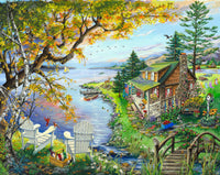 Diamond Painting By The Lake 34.7" x 27.6" (88cm x 70cm) / Square with 67 Colors including 4 ABs / 96,673